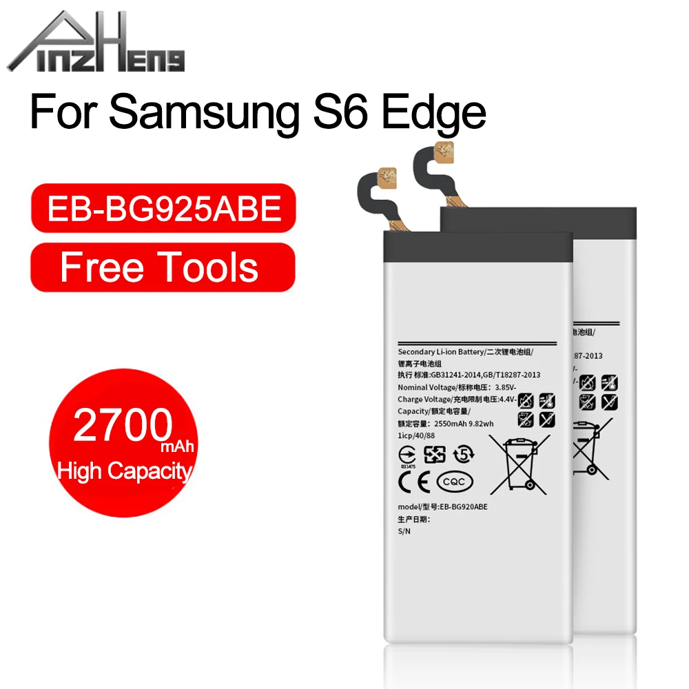 Аккумулятор PINZHENG 2700 мА · ч для Samsung Galaxy S6 Edge G9250 G925F EB-BG925ABE сменный аккумулятор