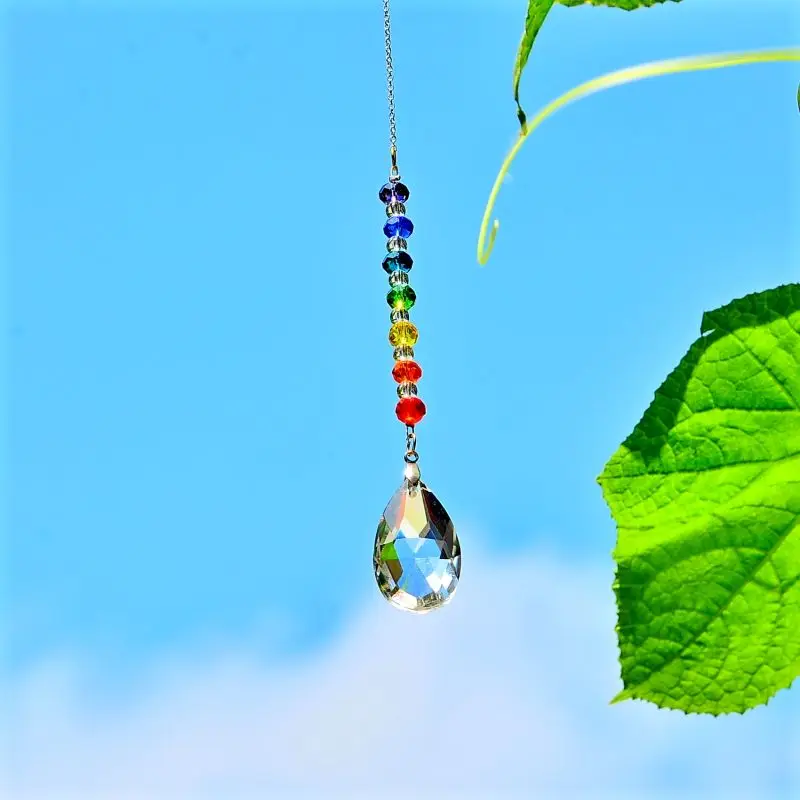 

rainbow chakra tears prism hanging ornament suncatcher wall decoration window crystal garden home living fengshui gifts chakra