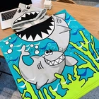 Быстросохнущее пляжное полотенце с мультяшными акулами для мальчиков и девочек, детская накидка с капюшоном, пончо для плавания, серфинга, йоги, фитнеса, банный Халат