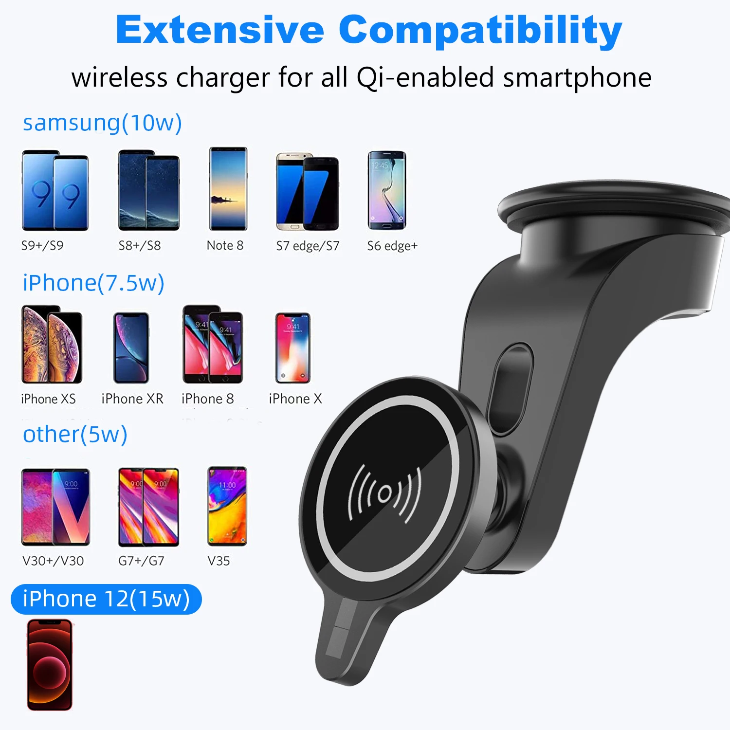 15w magnetic car wireless charging for iphone 12 pro max 12 mini 11 pro paste magnetic phone charger for iphone 12 11 10 x xr xs free global shipping