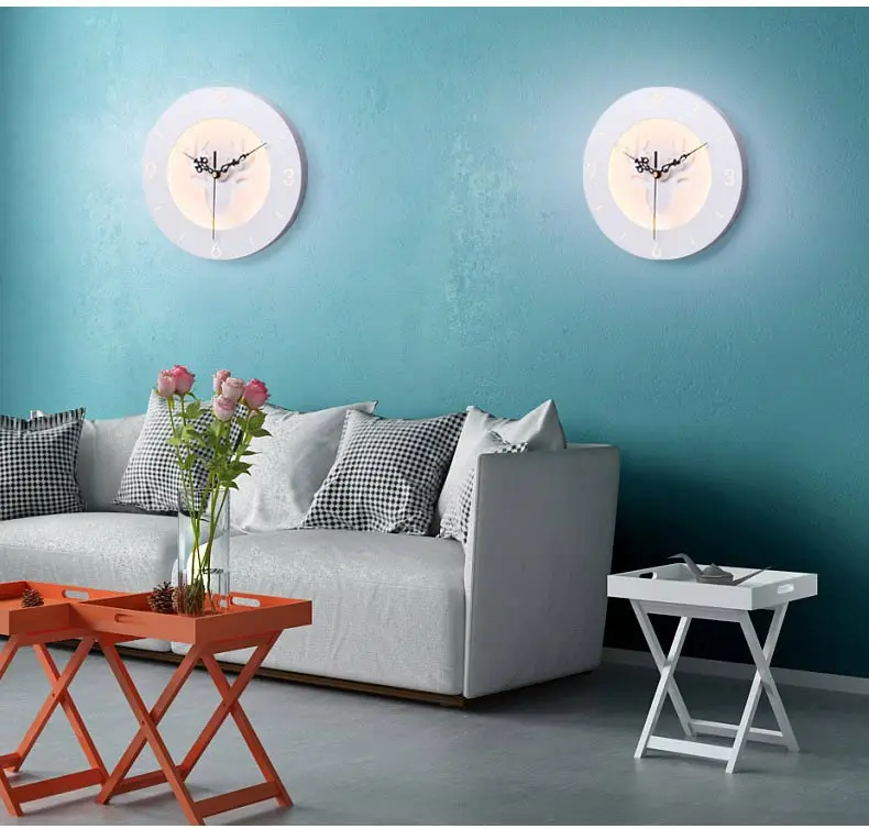 Прикроватная лампа настенная с часами для спальни креативная декоративная