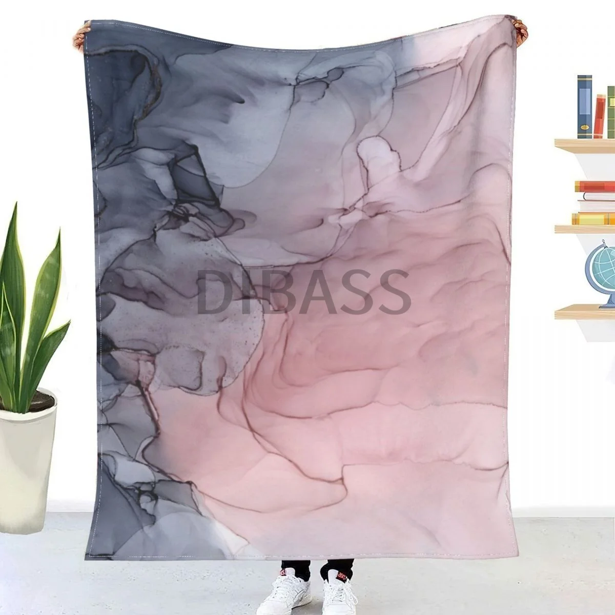

Blush And Gray Flowing Ombre Abstract 1 Comforter 3D Printed Flannel Throw Blanket