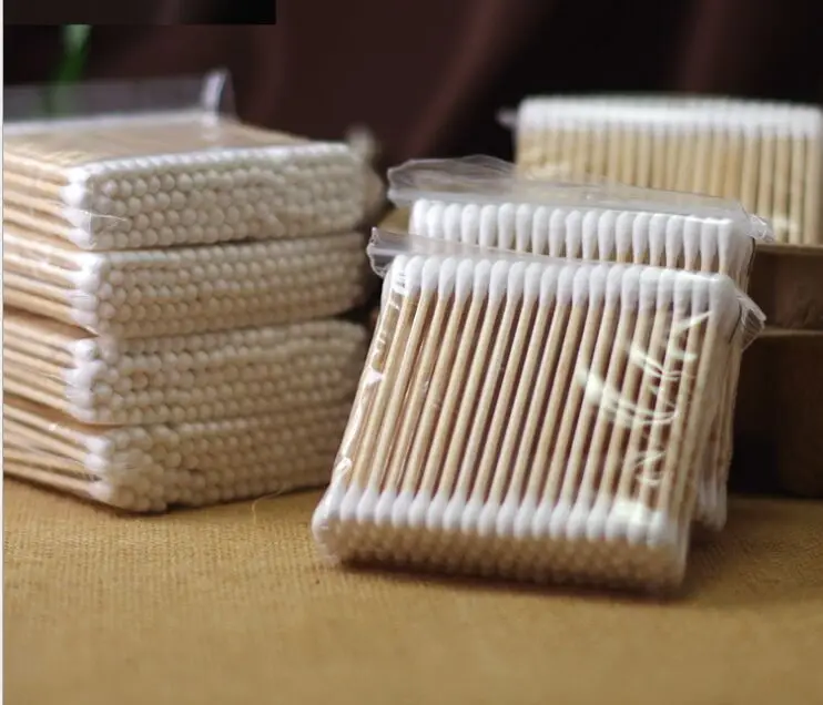 100 шт. тампоны для макияжа с двойной головкой деревянные ватные палочки