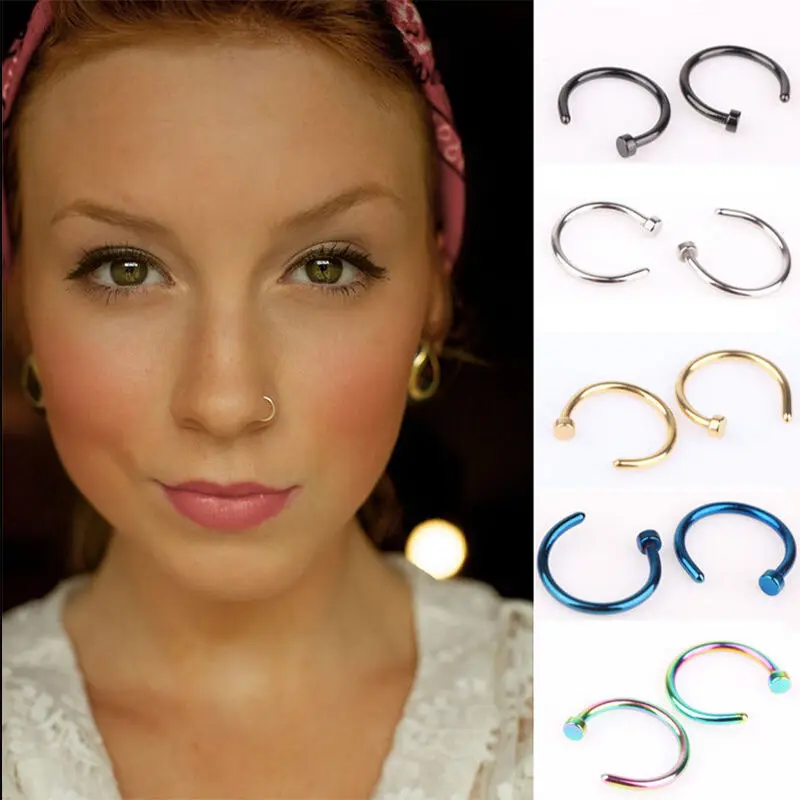 5 12 шт. кольца для пирсинга носа из нержавеющей стали|body jewelry|wholesale body jewelrynose ring clip |