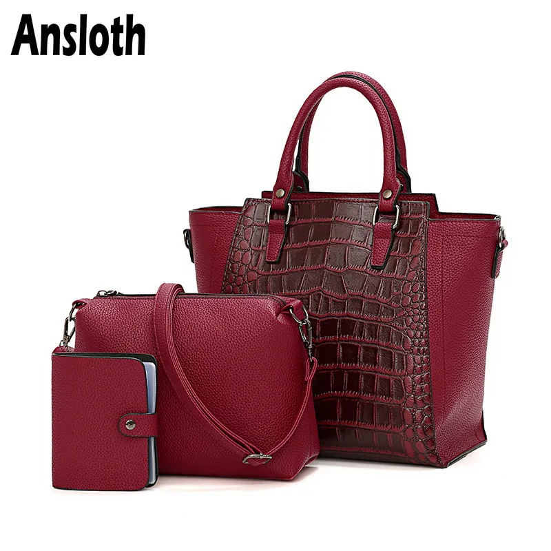 Ansloth сумки с аллигатором для женщин Роскошные Дизайнерские композитные женские