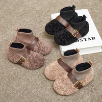 baby warm boots new autumn winter warm girls boot children slip on plush rubber flat shoes kids casual shoe toddler footwear