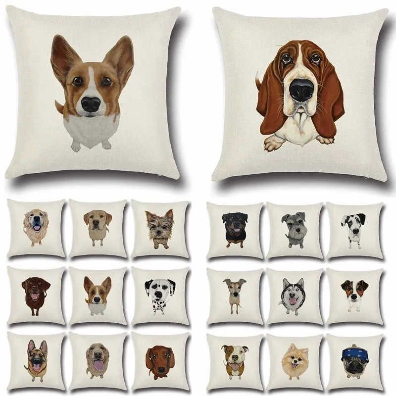 

Pug Dog Bulldog Pattern Cotton Linen Throw Pillow Cushion Cover Car Home Sofa Bed Children Decorative Pillowcase funda cojin