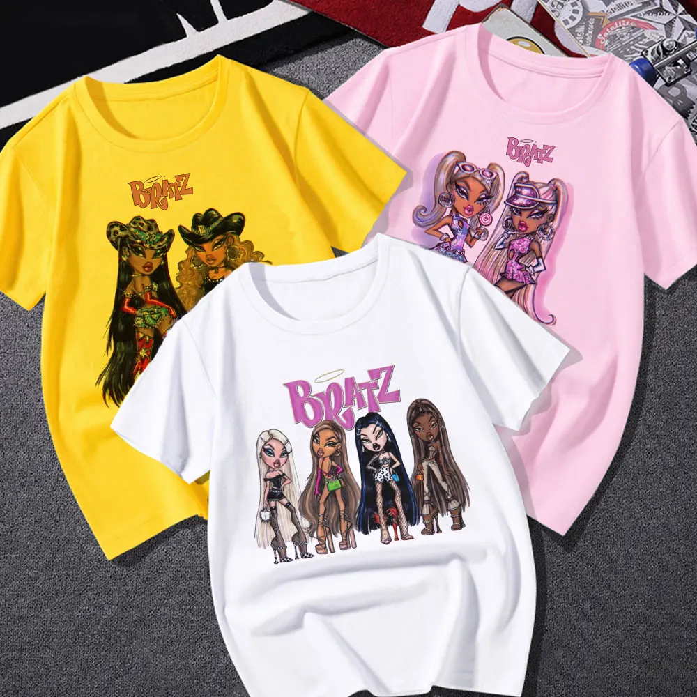 Bratz рутая девочка женская футболка 2021 Harajuku Повседневная Свободная в стиле панк