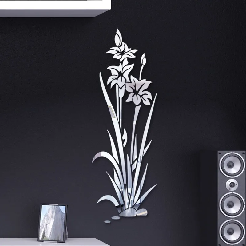 

3D DIY Flower Mirror Wall Sticker Removable Bedroom Modern Wall Home Decor Acrylic Art Mural Decal Stickers for Living Room