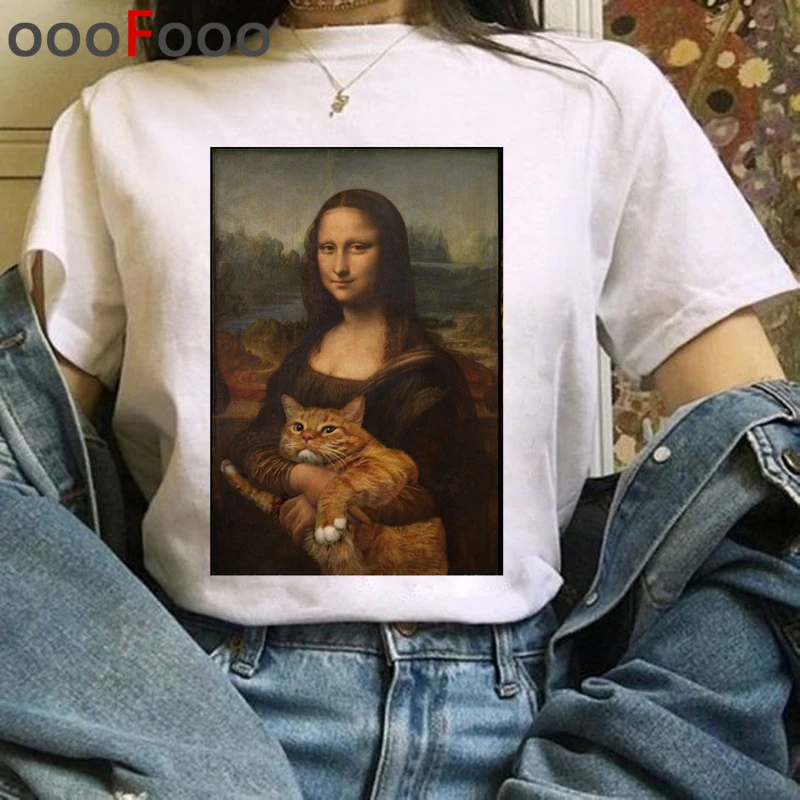 Mona Lisa Футболка женская Эстетическая Harajuku футболка уличная Корейская harajuku