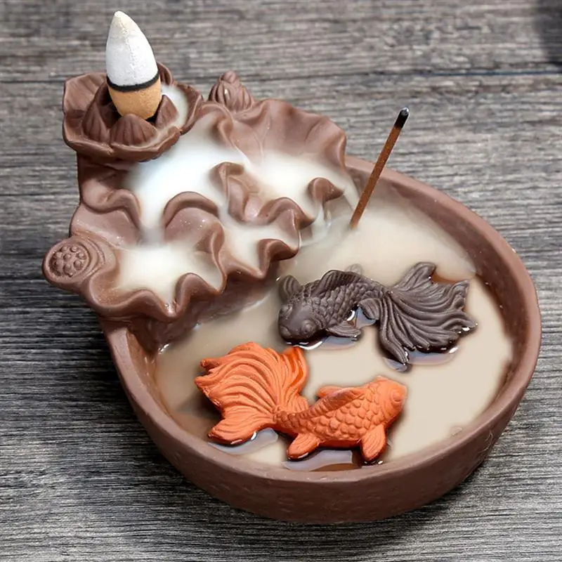 

Fish Backflow Incense Burner Meditation Gifts Home Office Tea House Decor Chinese Censer Holder Zen Buddhist Crafts Ornaments