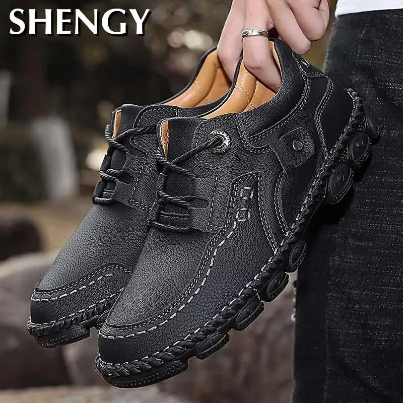 Лоферы мужские кожаные дышащие большого размера 38-48 для вождения лета 2020 | Обувь