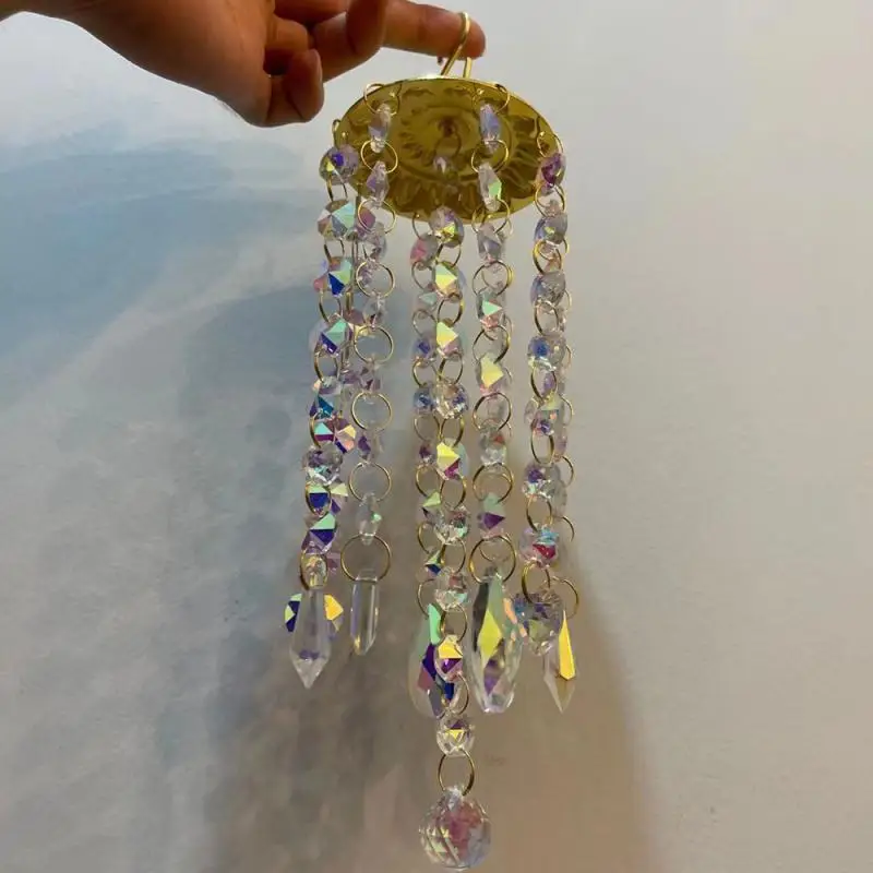 

Chandelier Wind Chimes Colorful Crystal Prisms Hanging Suncatcher Rainbow Chaser Window Curtains Pendant Home Decor Eolic Bells
