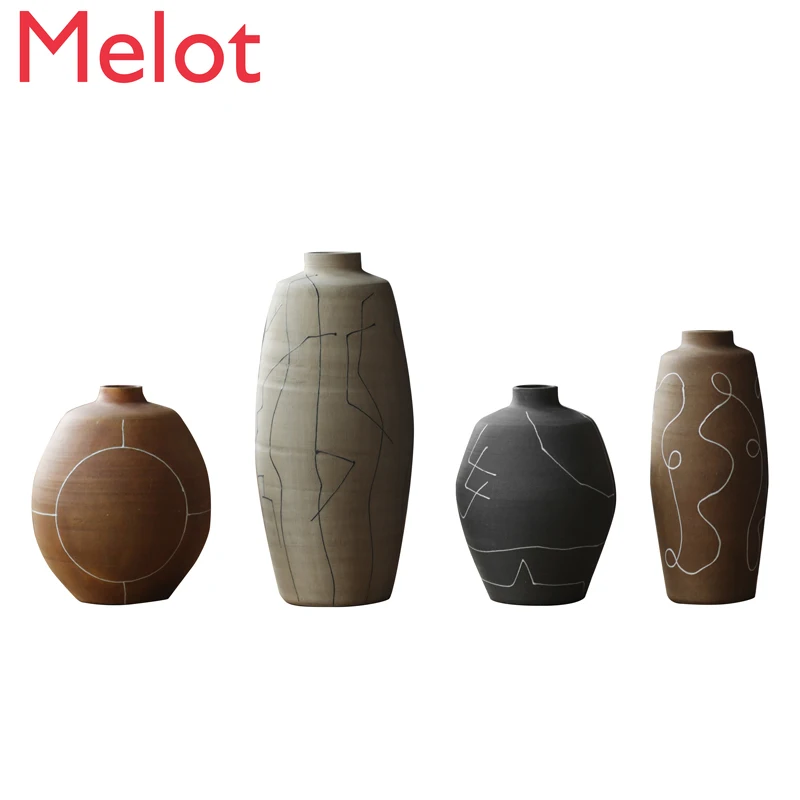 

Высококачественные керамические украшения для пола ручной работы в скандинавском стиле керамический горшок ваза с маленьким отверстием д...