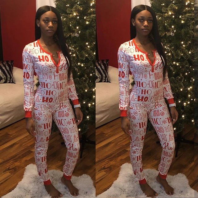 

2020 women's autumn Women's Household RomperSleeping Jumpsuit Long Sleeve Elastic Letters Printed Casual Home Wear Bodycon