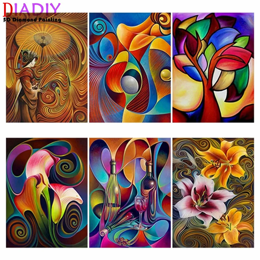 

Diy 5D Diamond Painting Abstract Flower Diamond Embroidery LandscapeCross Stitch Full Round Square Drill Home Decor Manual Gift