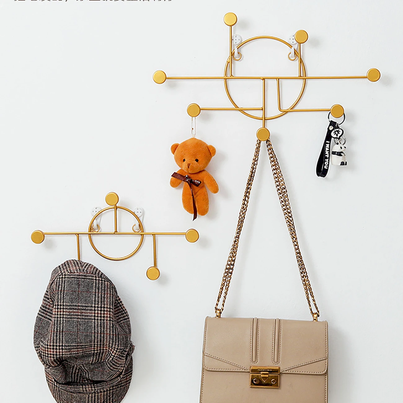 

Nordic Iron Gold Decorative Hook Clothes Hat Hook Creative Porch Key Hanger Wall Shelf Door Entrance Wall Hanging Organizer Rack