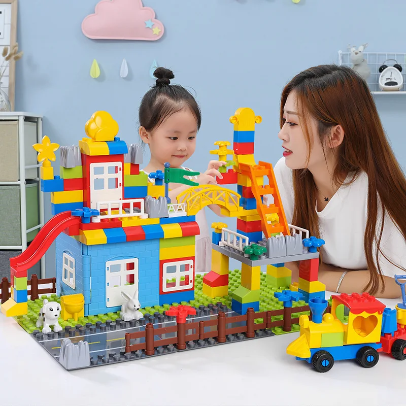 Новые большие частицы блоки Гонки Беговые скользящие Совместимые городские дом