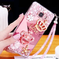 mirror luxury pearl phone case with strap for samsung s20 fe s21 ultra s10 plus s8 slim soft tpu cover for galaxy s9 plus coque