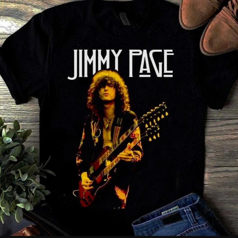 Фото Редкий! Рубашка Jimmy Page в стиле унисекс музыкальная Веер-рубашка подарок для друга