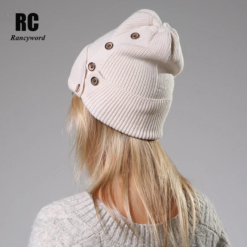 [Rancyword] Winter Hats For Women Wool Knitted Angora Hat Beanies Female Warm Rabbit Fur Skullies Beanie Girl RC2078-1 | Аксессуары для