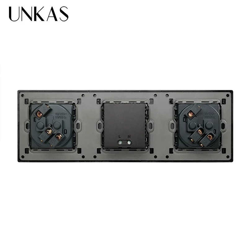 Настенная панель UNKAS из нержавеющей стали двойная розетка Евророзетка 16 А