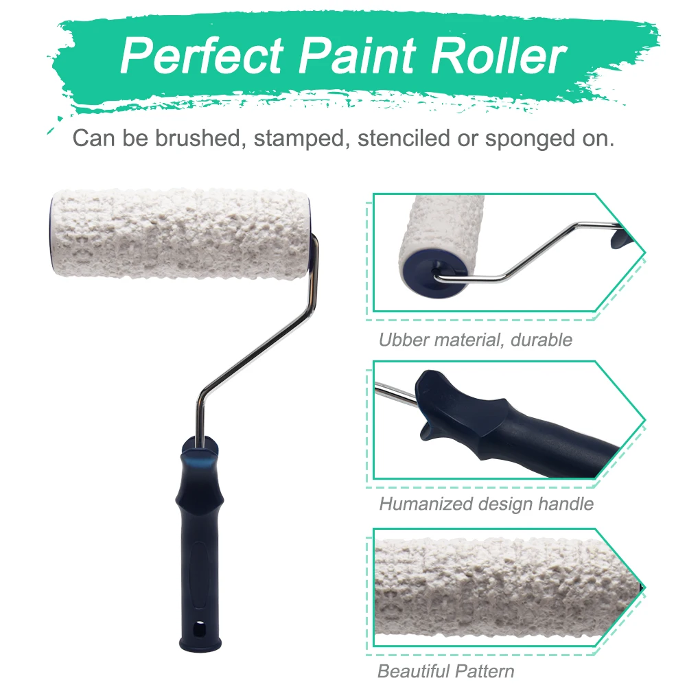 

8inch Brush With Handle Professional Manual Embossing Tool Wall Texture Office Paint Roller Home Decor Graining Knurling DIY
