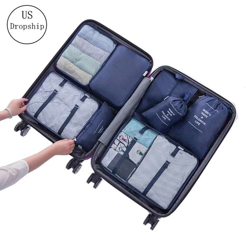 Новые 8 шт./компл. дорожная Упаковка куб сумка Нижнее белье Бюстгальтер Органайзер большой емкости одежда сетка сумка для хранения сумки для путешествий