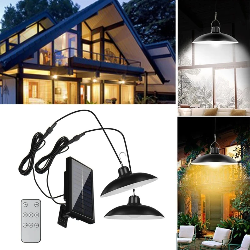 

Винтажный подвесной светильник на солнечной батарее, Водонепроницаемая светодиодный ная люстра с дистанционным управлением и регулировко...