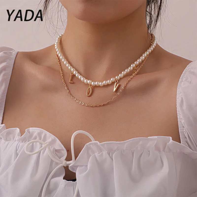 

YADA Fashion Multilayer LOVE Choker Presents&Necklace For Women Jewelry Gift Necklaces Statement Femme Bijoux Necklace SE210033