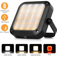 Portable LED Work Flood Camping Light 1000LM 5200mAh Emergency Hurricane Power Bank Magnetic Hanging Reading Lamp for Outdoor