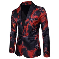 new style mens tops fashion suit single row of a button burning fire print pattern behind the middle fork casual suits m xxxl