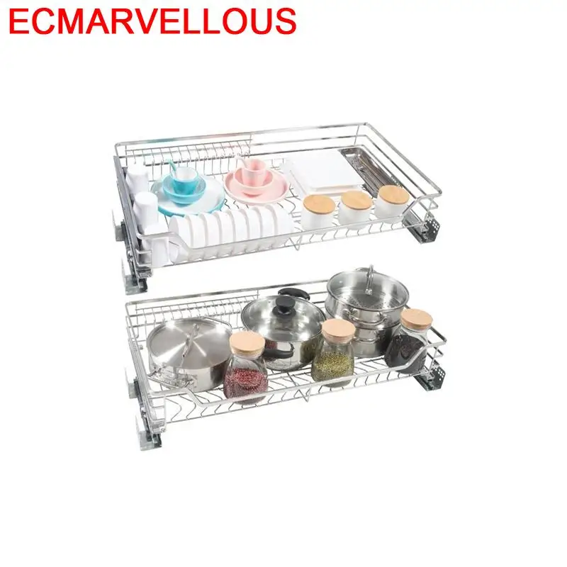 

En La Ducha Organizer and Pantry Cestas Para Organizar Stainless Steel Cozinha Cuisine Cocina Kitchen Cabinet Storage Basket