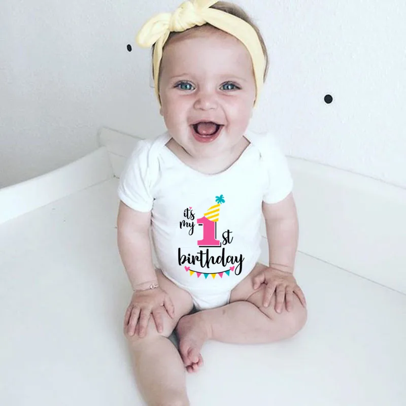 It's My 1st Birthday, боди с короткими рукавами для новорожденных, комбинезон для маленьких мальчиков и девочек, хлопковый комбинезон для маленьких детей, одежда для дня рождения, Oneise