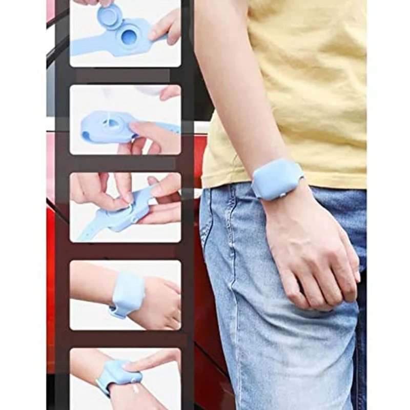 

2021 дезинфицирующее средство для рук, дезинфицирующее средство, подупаковка, силиконовый браслет, диспенсер для рук, носимое дезинфицирующе...