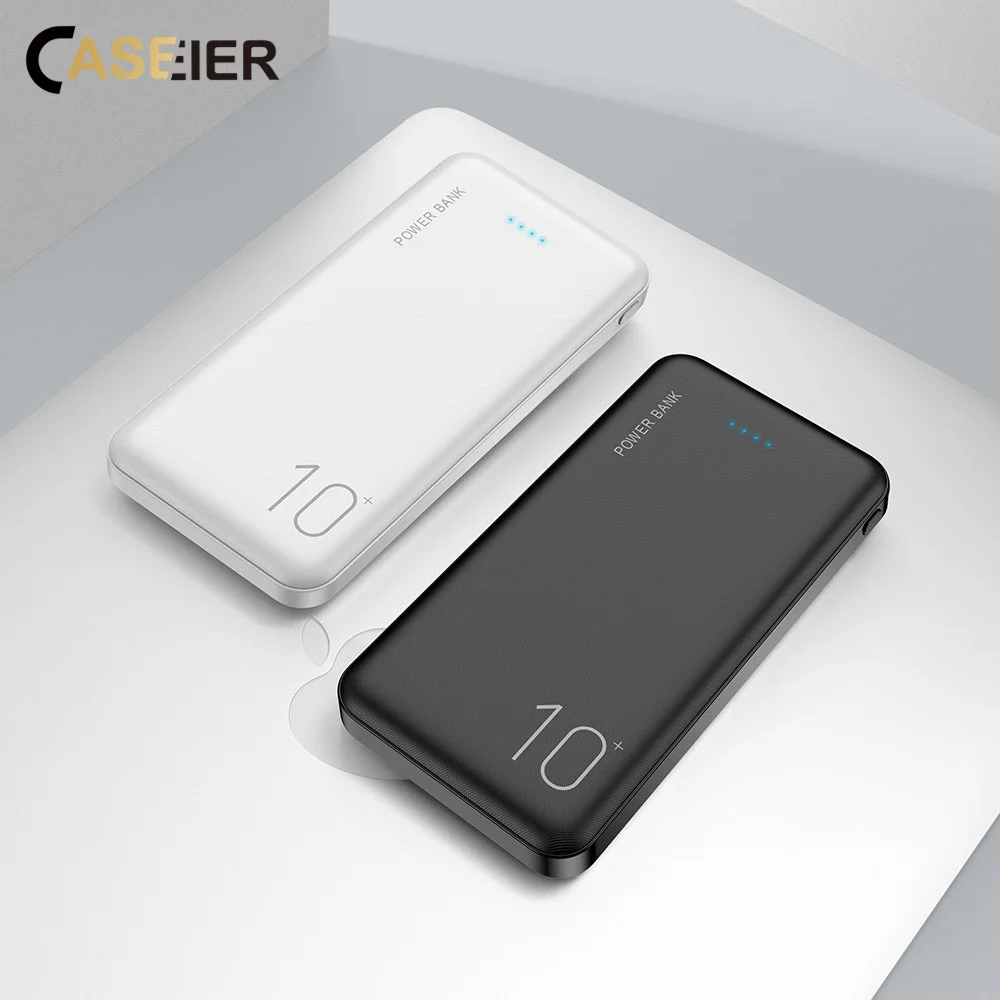 Caseier Универсальное зарядное устройство 10000 мАч для iPhone двойное Портативное зарядное usb-устройство Ультра тонкое зарядное устройство power Bank для Xiaomi Poverbank