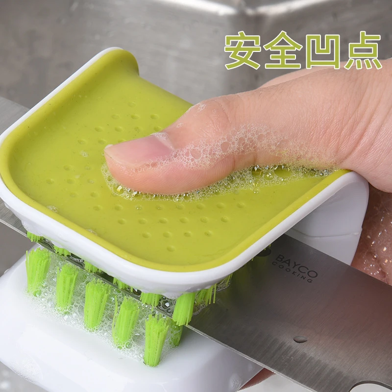 Щетка с кистью очиститель ножом ABS C utlery Cleaner Green Двусторонняя щетина Scrubber для