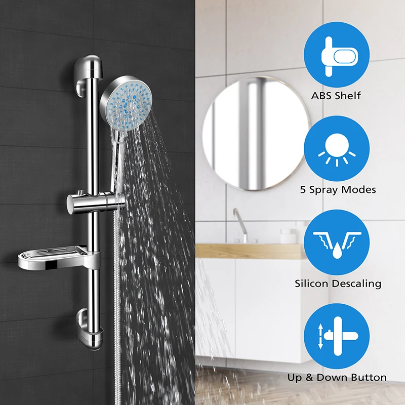shower system set shower head 5 spray modes high pressure shower heads shower pole shower rail shower set bathroom free global shipping