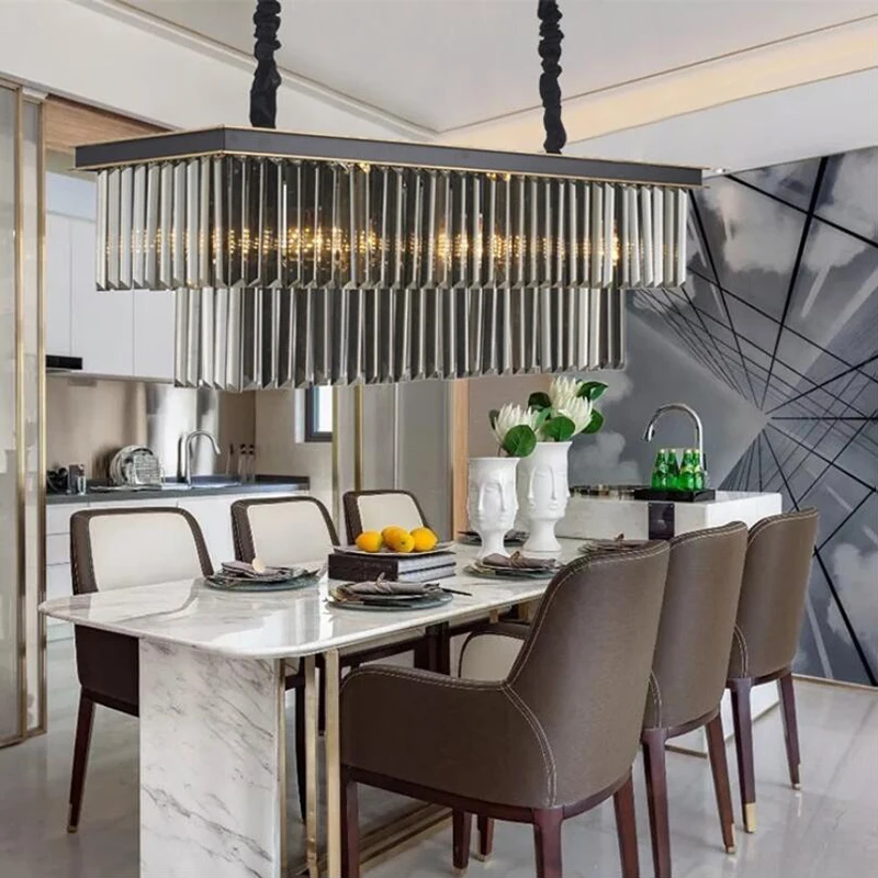 

Dining Table Dining Lamp Chandelier Chandelier Crystal Rectangular Creative Personality Dining Room Lamp Bar Modern Chandelier