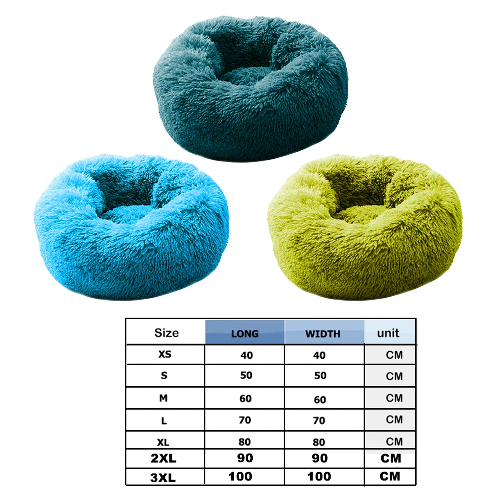 

Super Soft Pet Bed Kennel Dog Round Cat Winter Warm Sleeping Bag Long Plush Puppy Cushion Mat Portable Cat Supplies XS-3XL