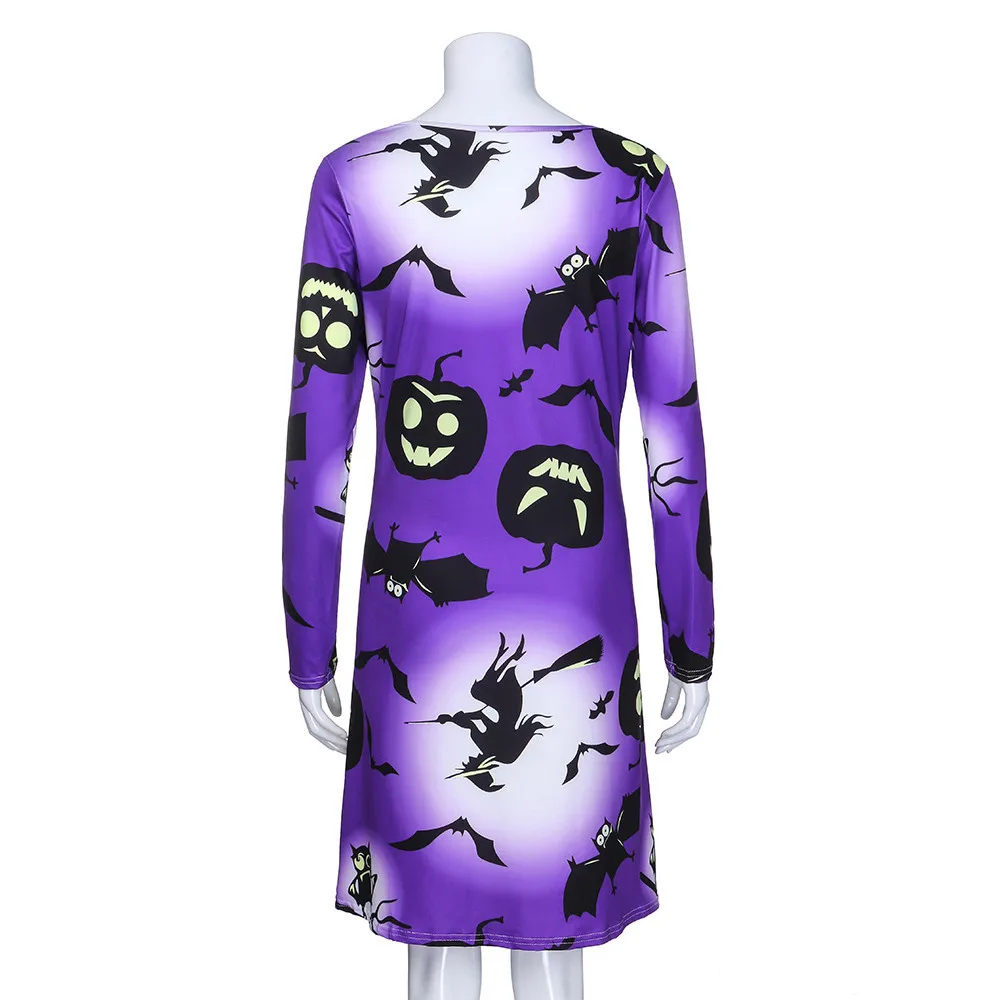 Хит продаж женский длинный рукав тыква Череп Хэллоуин вечерний Выпускной костюм