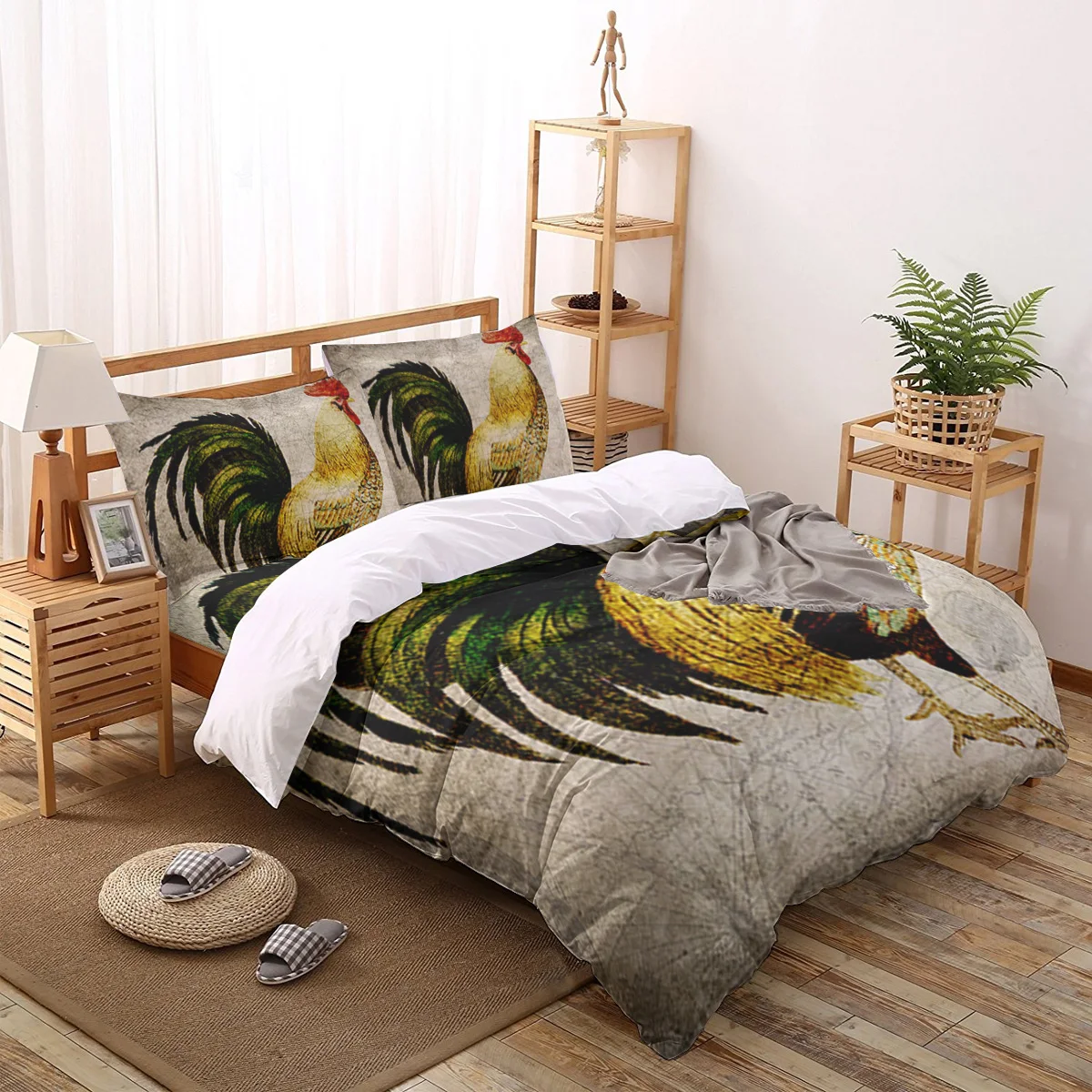 

Rooster Retro Bedding Set For Home Duvet Cover Set Bedclothes Bed Linens Sheet Queen King Size Qulit Covers