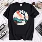 Мужская футболка с принтом Hokusai View Of Mount Fuji, модная свободная футболка, простые винтажные футболки, крутые большие мужские футболки