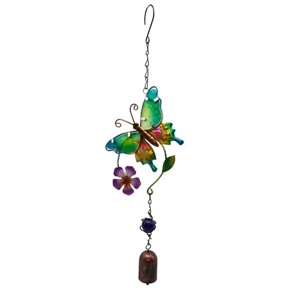 

1PC Creactive Iron Art Butterfly Wind Chimes Hanging Painting Wind Outdoor Metal Garden Glass Chimes Window Decor Windbells W1C0