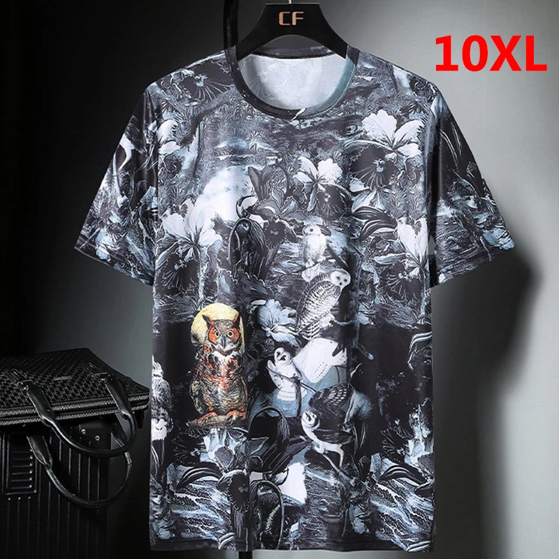 

Футболка мужская оверсайз, Повседневная Свободная рубашка в стиле хип-хоп, с рисунком звериного граффити, Одежда большого размера 10XL, 9XL10XL
