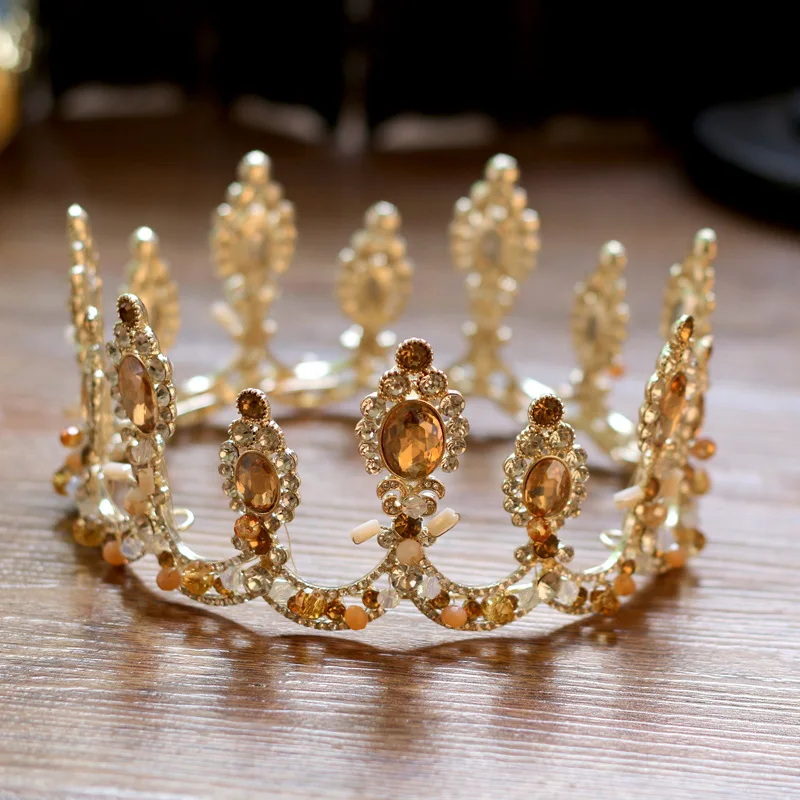 JaneVini 2019 Роскошные хрустальные короны принцессы цвета шампанского золотые