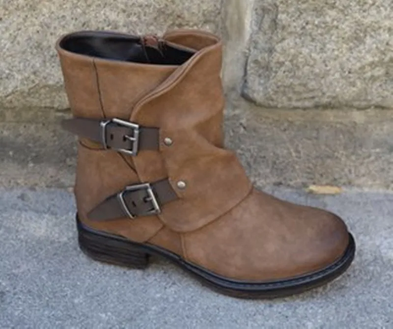 

Plus Size Martin Boots Women 2020 Autumn and Winter Thick Heel Ankle Boots Ladies New Explosive Belt Buckle Boots