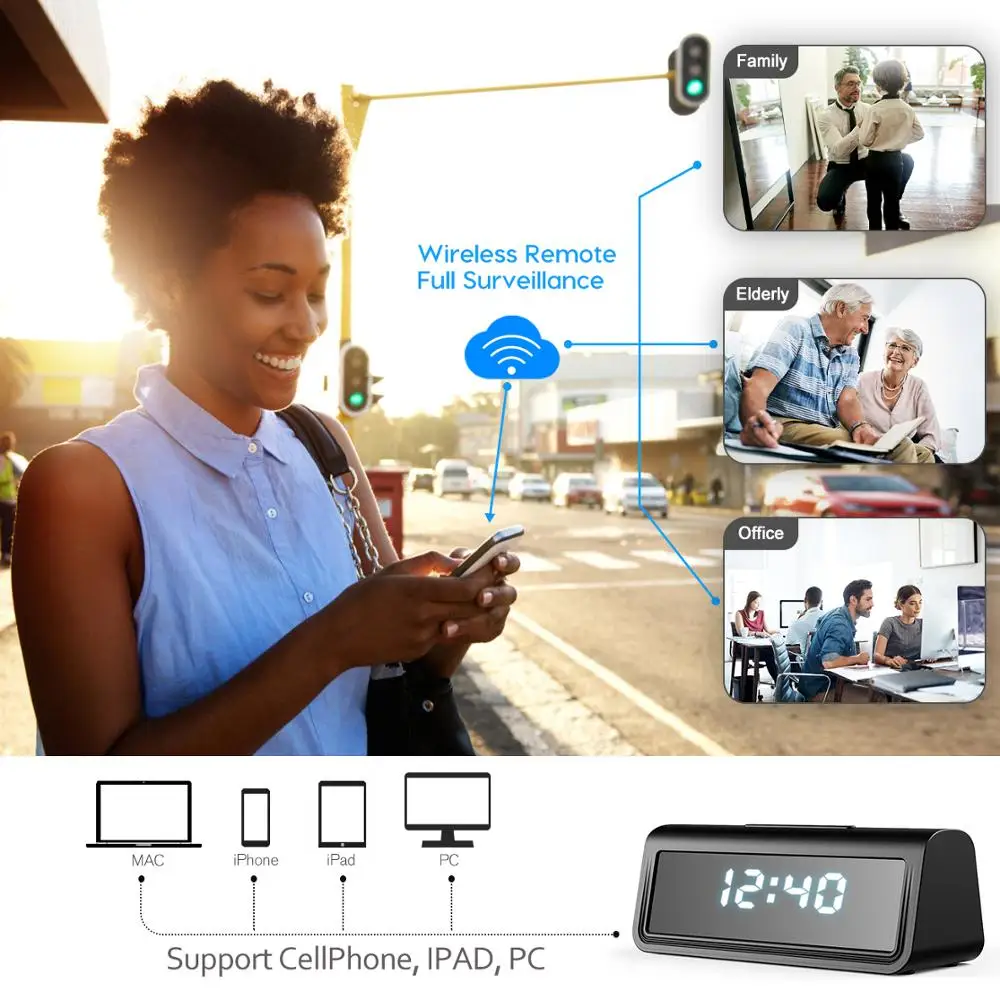 4K Часы камера беспроводная WIFI микро ИК ночного вида будильник видеокамера