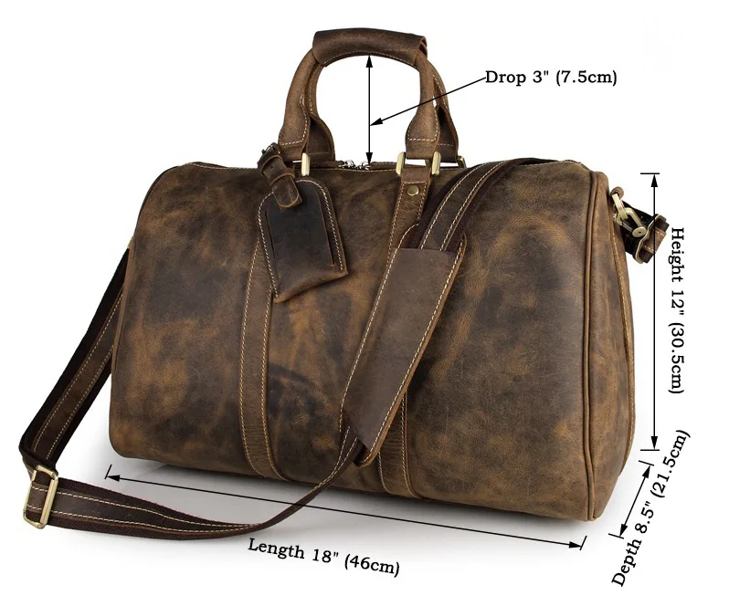 Винтажная Мужская Дорожная сумка для путешествий 18 дюймов ручной клади из