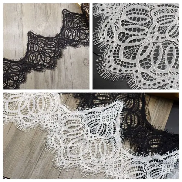 

2021 NEW cord lace eyelash lace 9Meters 20cm wide big lace trim, Scallop lace trim for veils, border lace trimming with cording